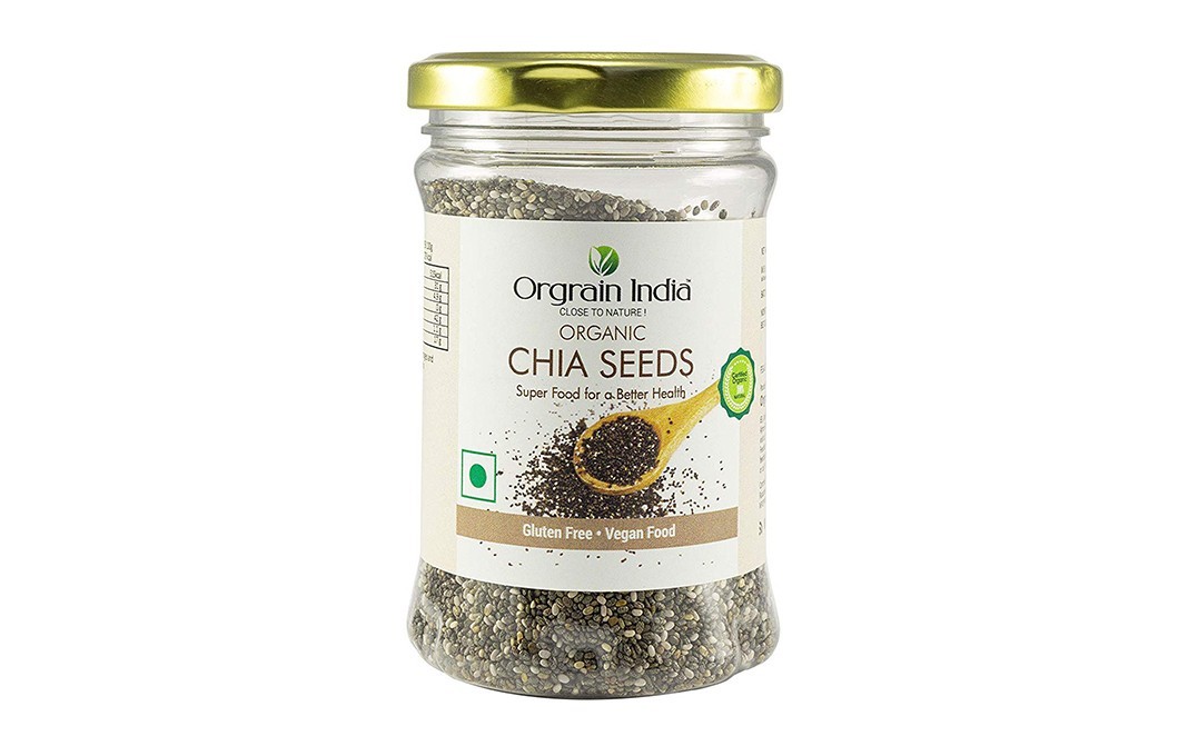 Orgrain India Organic Chia Seeds    Glass Jar  150 grams